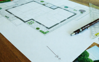 Skizze auf Grundrissplan für Terrassenvorgespräch